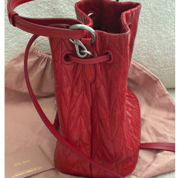 Miu Miu Matelassé Nappa Leather Bucket Bag - Picture 10 of 15